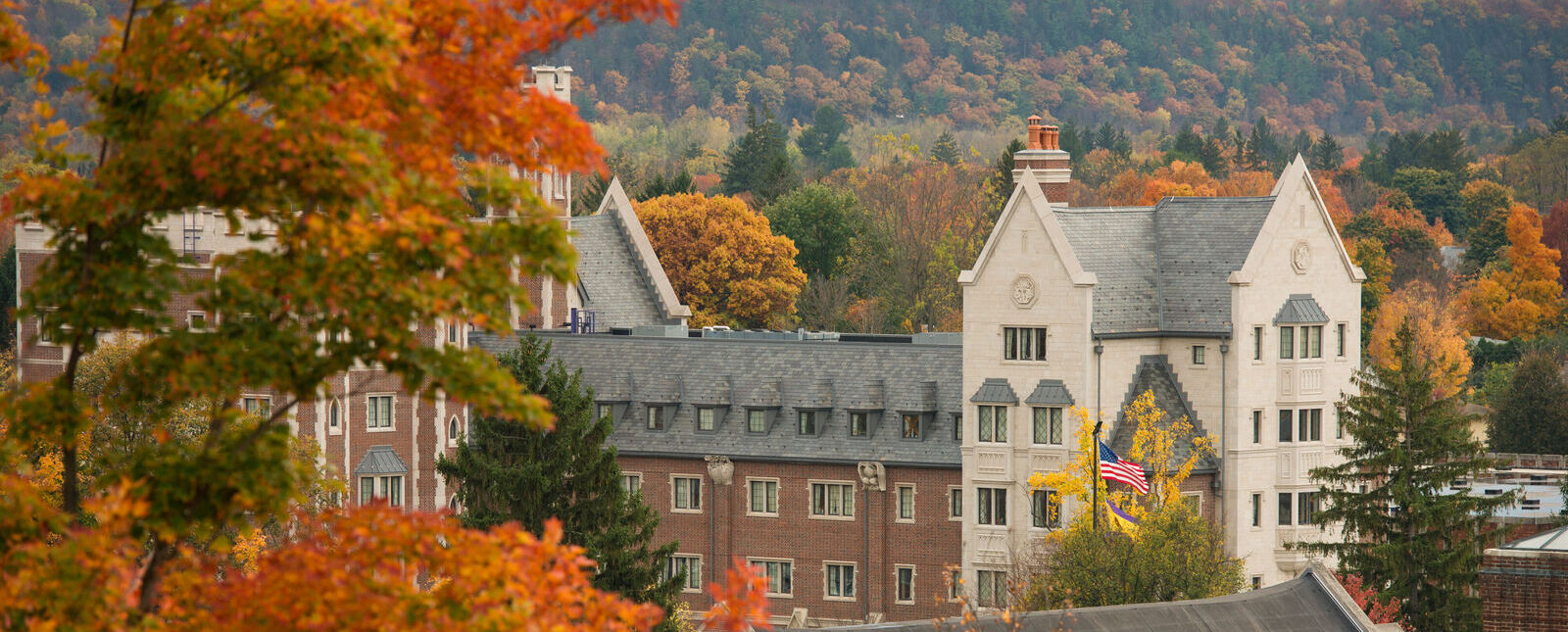 Colorful autumn trees surround Meier Hall