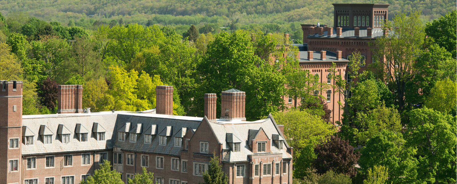 An aerial shot of Cowles Hall