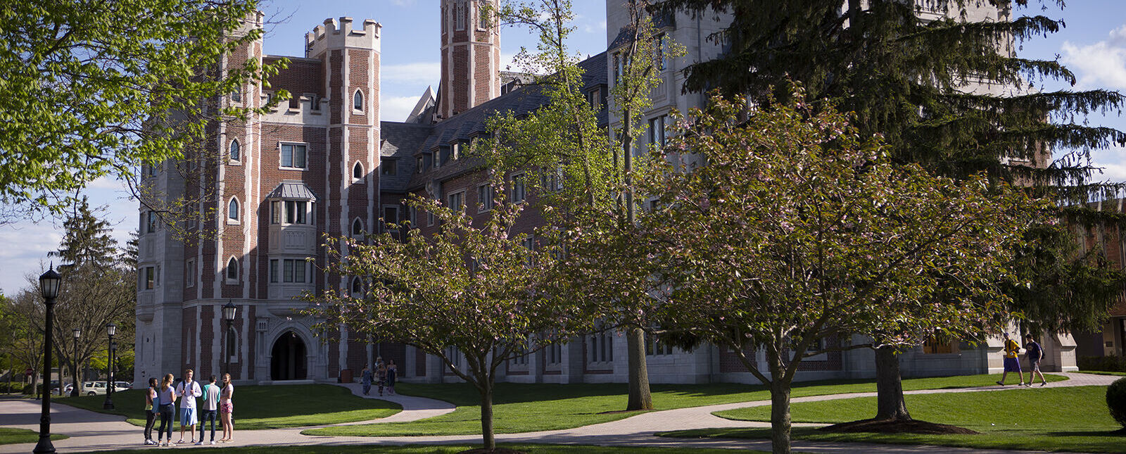 Trees are pictured around Meier Hall