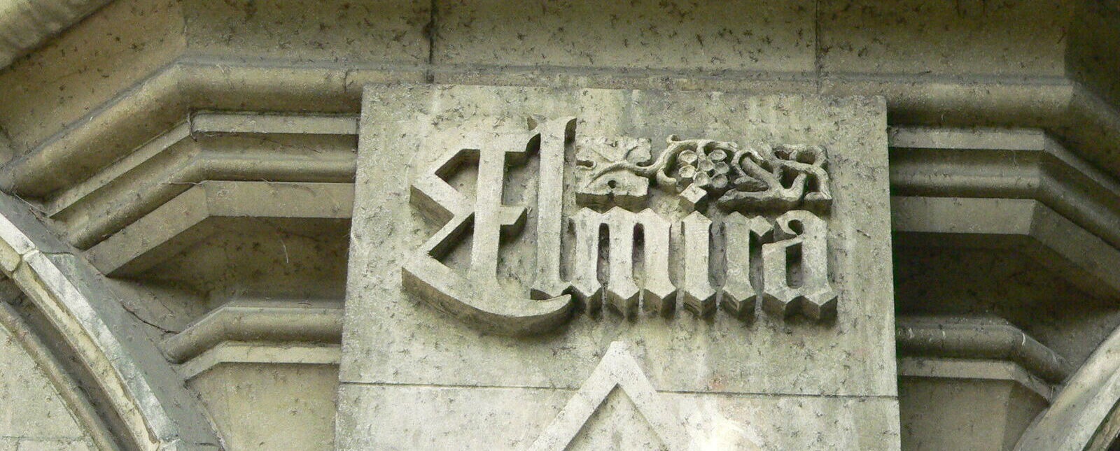 Elmira is carved in stone adorning one of the buildings