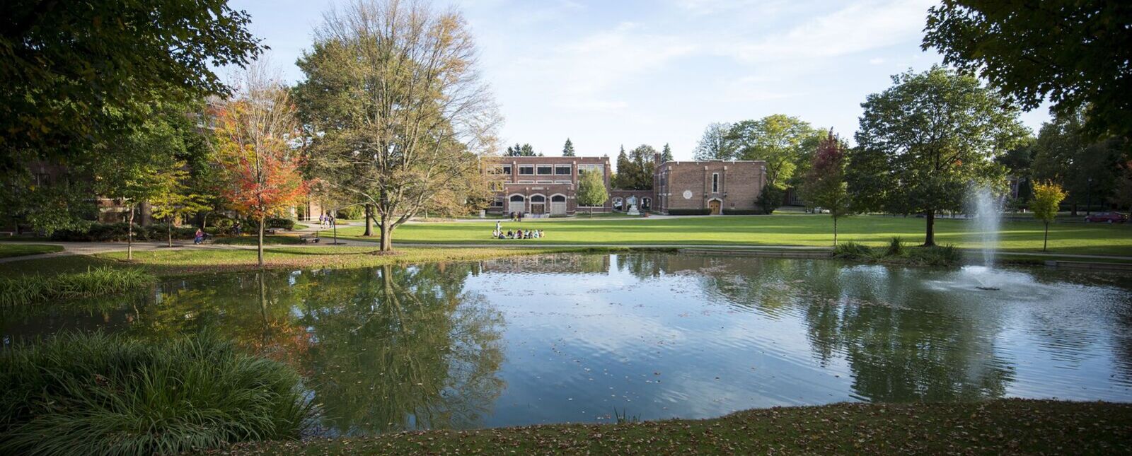 The Elmira College campus as seen from by The Pond