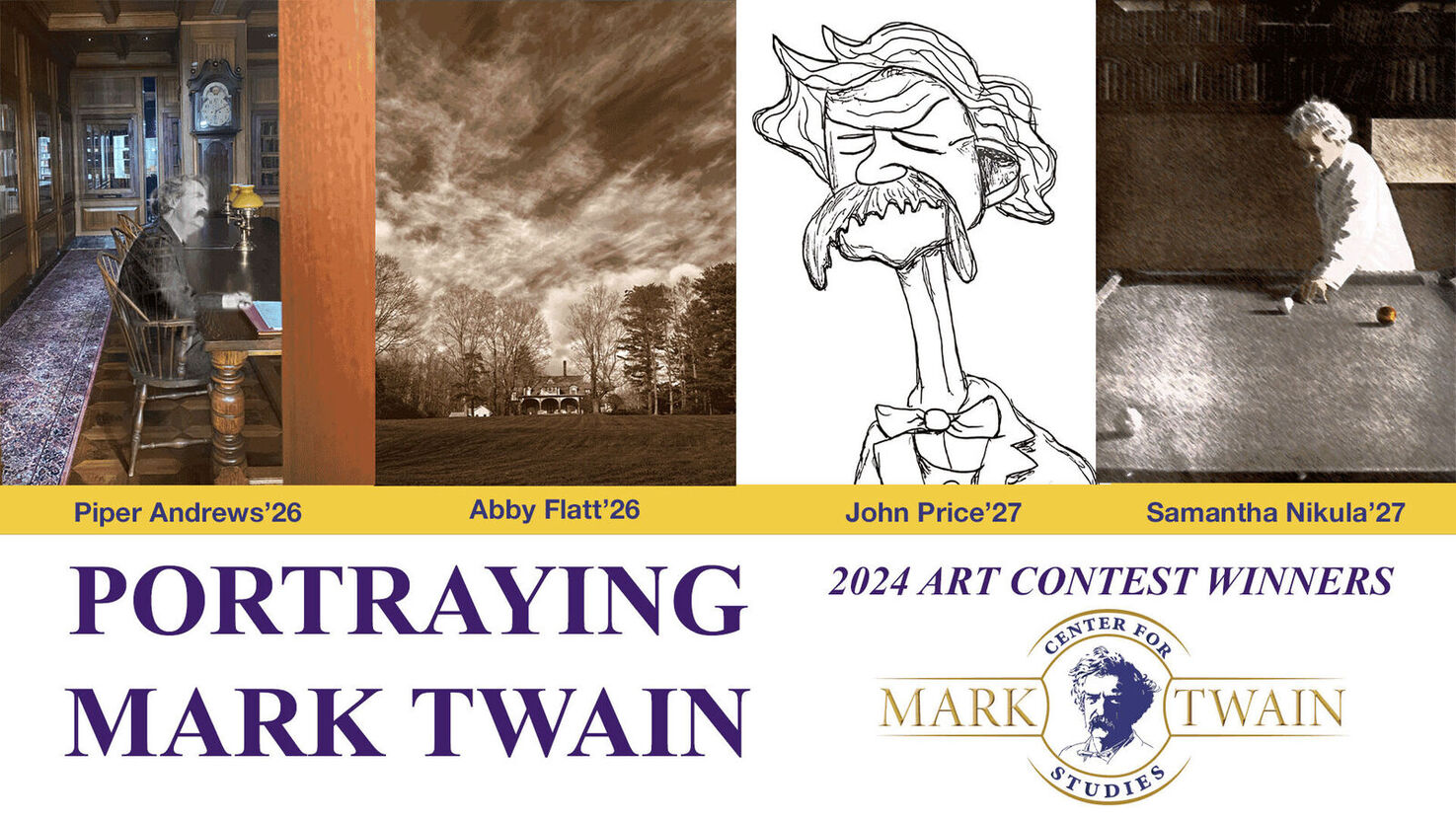 Four Students Win The 2024 Portraying Mark Twain Art Competition